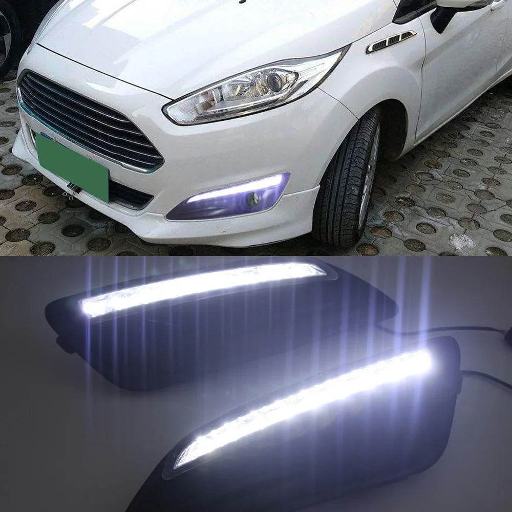 2PCS LED DRL Daytime Running Lights for Ford Fiesta 2013–2016 – Waterproof Fog Light Upgrade