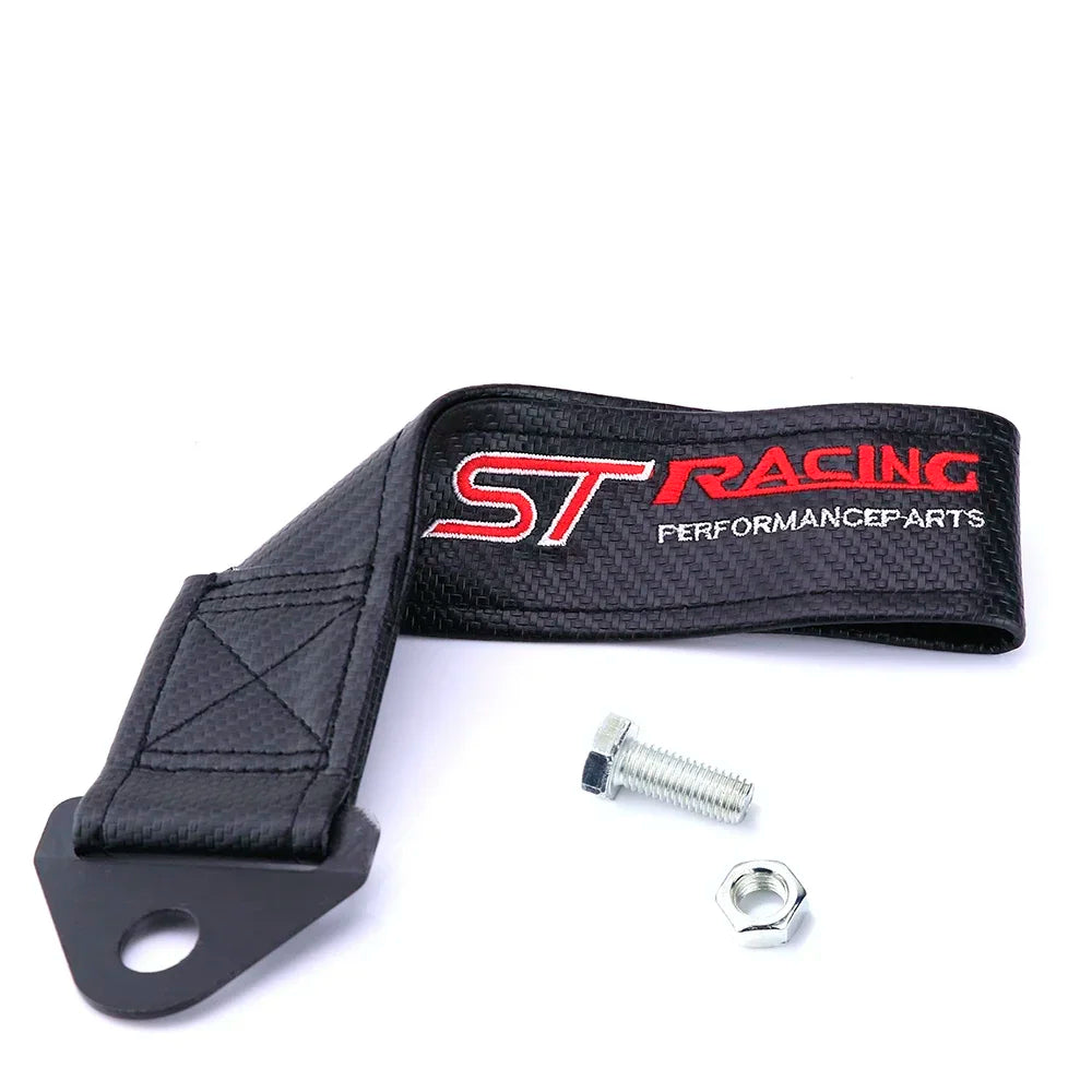 Car Tow Strap with ST Racing Emblem – Carbon Fiber Style
