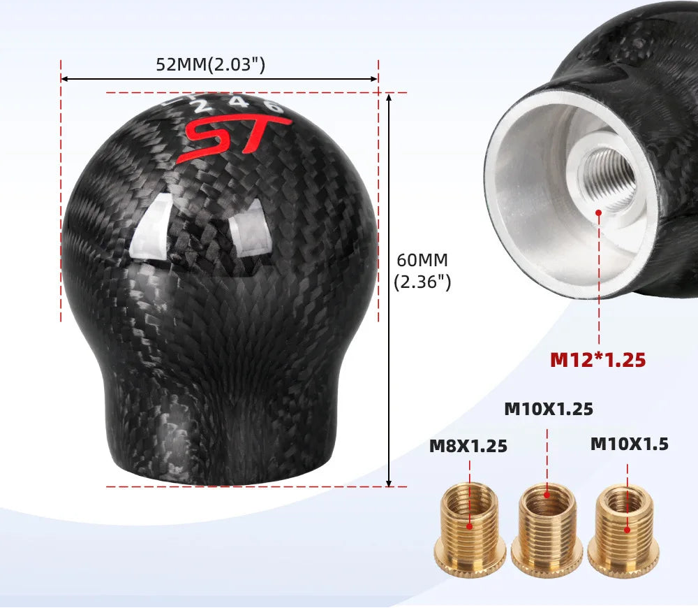 Carbon Fiber Gear Shift Knob for Focus/Fiesta - ST 6-Speed Manual Car Shift Knob, Styling Mod Part