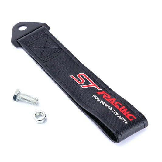 Car Tow Strap with ST Racing Emblem – Carbon Fiber Style