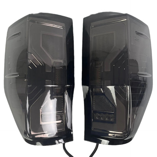 LED Tail Light Assembly for Ford Ranger T6/T7/T8 2012–2021 – Smoked Black Full LED Turn Signal, Reverse & Brake Lights – Fits Raptor, XL, XLT, Wildtrak