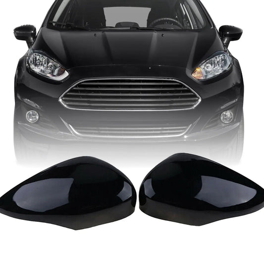 L/R Gloss Black Mirror Covers For Ford For Fiesta 2009 - 2017