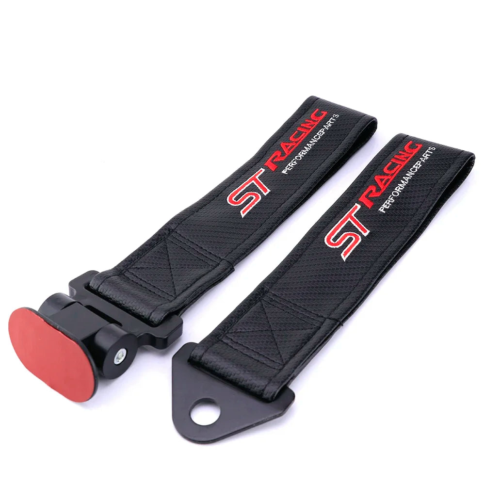 Car Tow Strap with ST Racing Emblem – Carbon Fiber Style