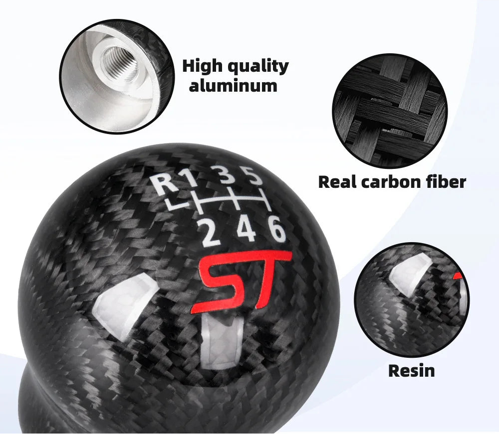 Carbon Fiber Gear Shift Knob for Focus/Fiesta - ST 6-Speed Manual Car Shift Knob, Styling Mod Part